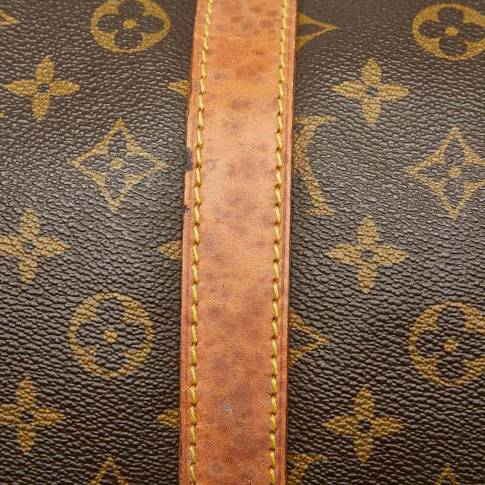LOUIS VUITTON Authentic Brown Monogram Leather Keepall 55 Boston Bag - Picture 11 of 16